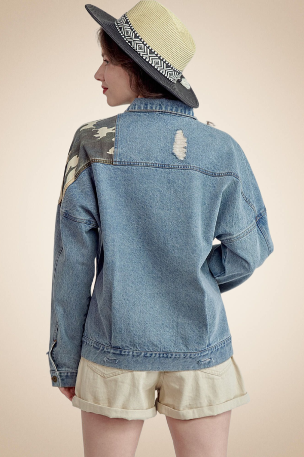 Distressed Washed Denim Jacket - Image 4
