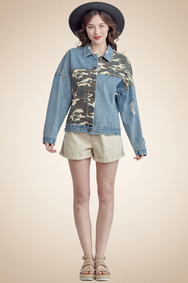 Distressed Washed Denim Jacket - Image 3