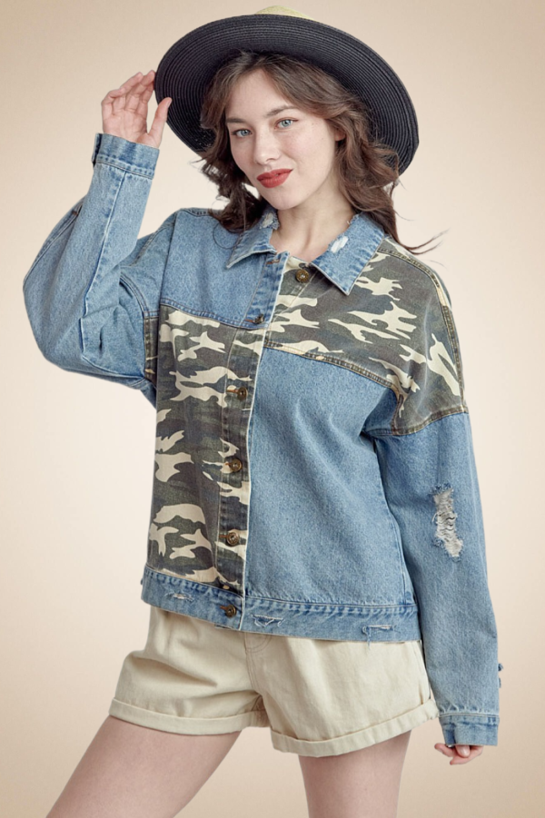 Distressed Washed Denim Jacket