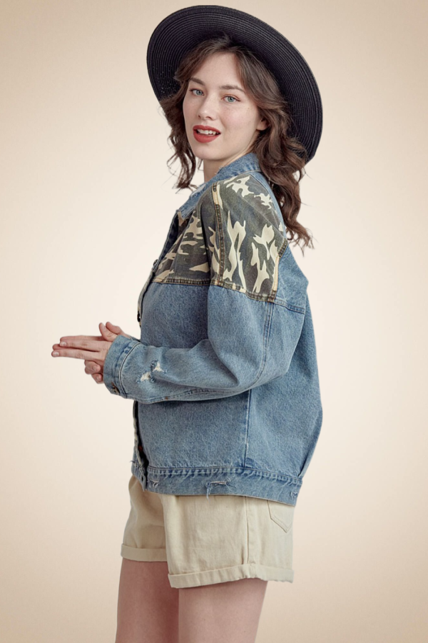 Distressed Washed Denim Jacket - Image 5