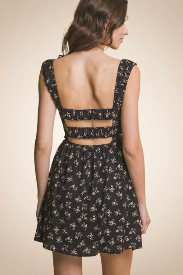Floral Short Dress with Square Neckline - Image 9