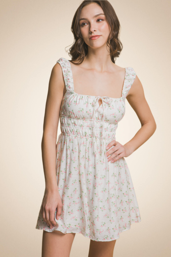 Floral Short Dress with Square Neckline - Image 10