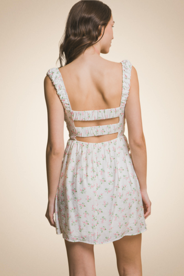 Floral Short Dress with Square Neckline - Image 8