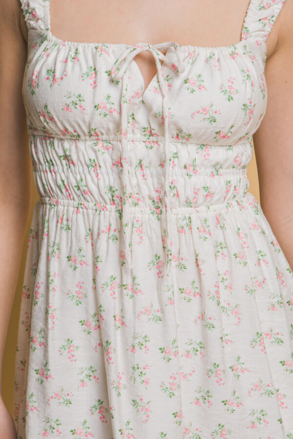 Floral Short Dress with Square Neckline - Image 4