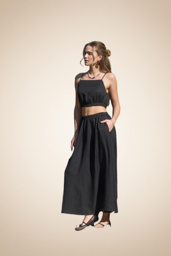 Black Spaghetti Strap Top with Elastic Waist - Image 5