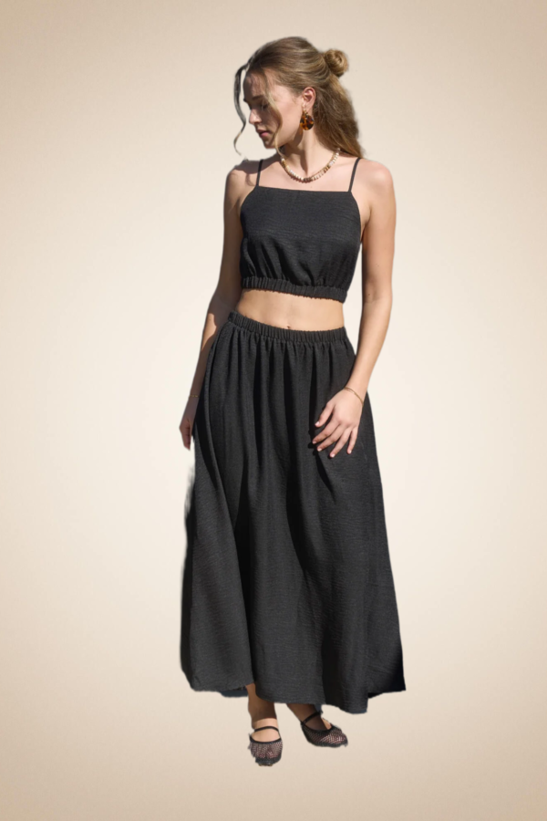 Black Spaghetti Strap Top with Elastic Waist - Image 6