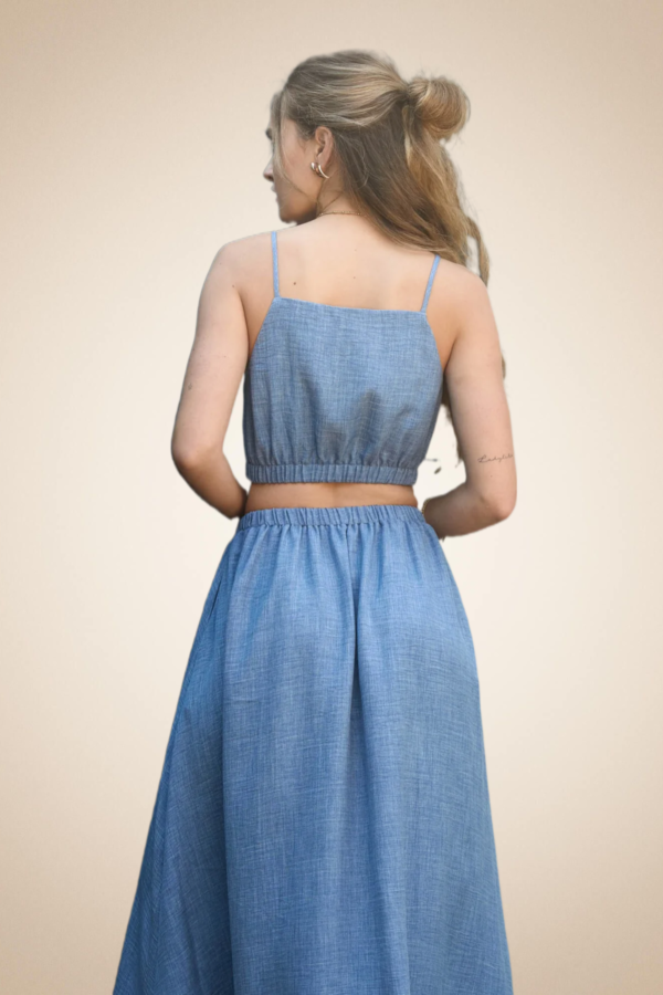 Denim Spaghetti Strap Top with Elastic Waist - Image 5