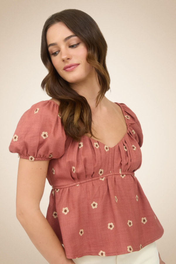 Sienna Floral Blouse with Sweetheart Neckline and Peplum Ruffle - Image 6