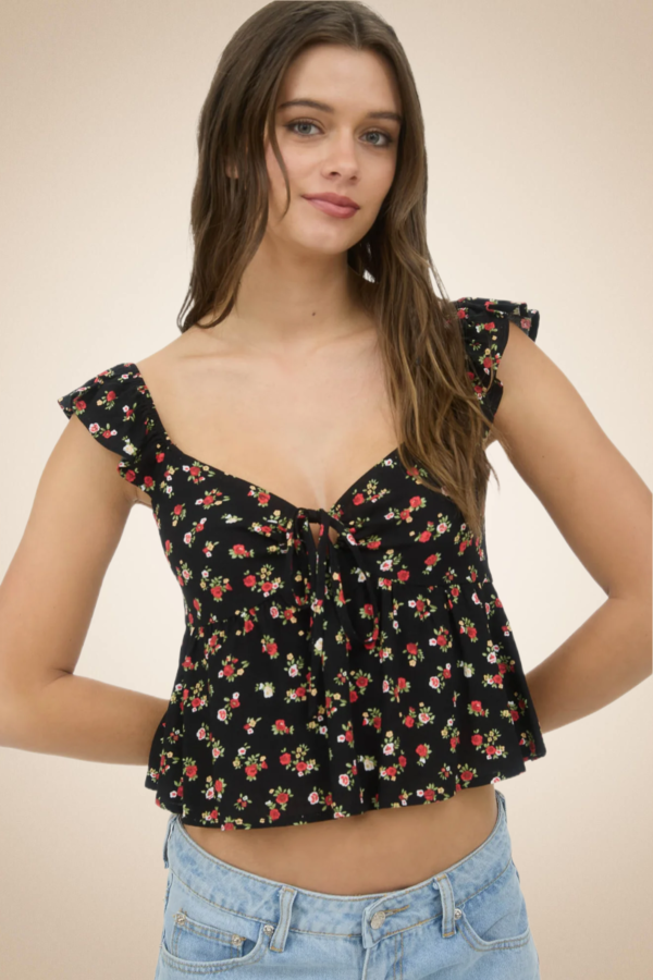 "Rosie" Ruffle Sleeve Floral Top