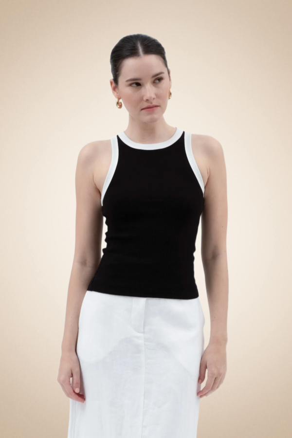 Contrast Trim Ribbed Tank