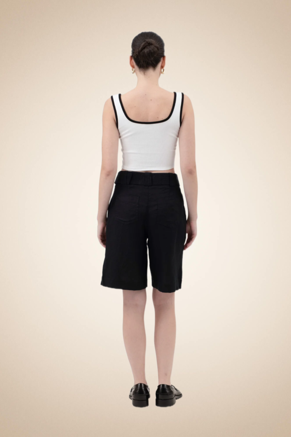 White Ribbed Crop Top with Black Details - Image 7