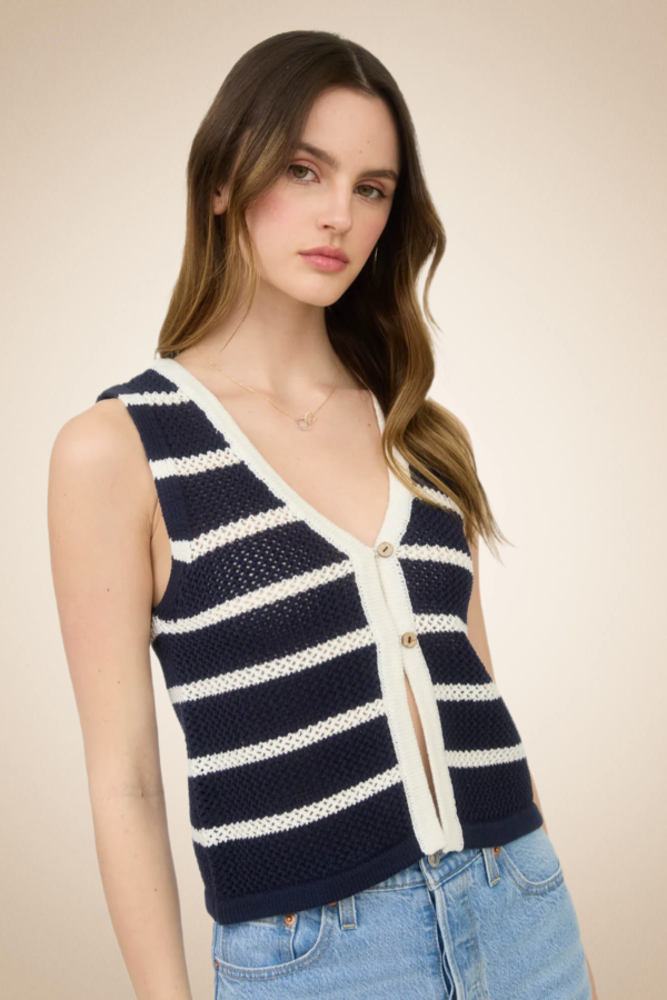 Sleeveless sailor - style blouse in soft knit - Image 3