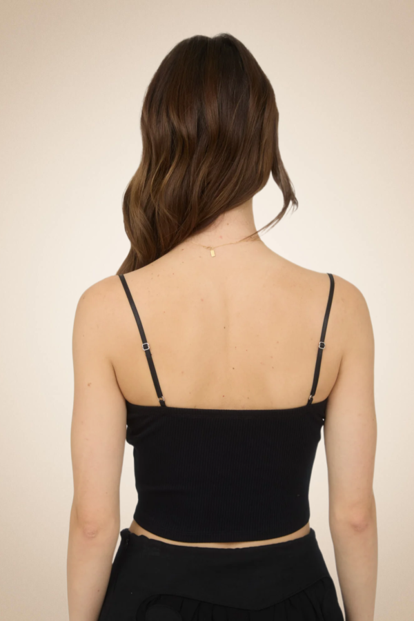 Boho Charm” Black Crop Top with Bandana Sleeves - Image 2