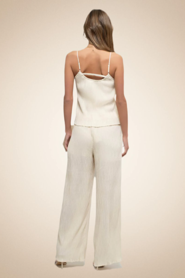 Textured Cream Two-Piece Set – Top & Wide-Leg Pants - Image 4