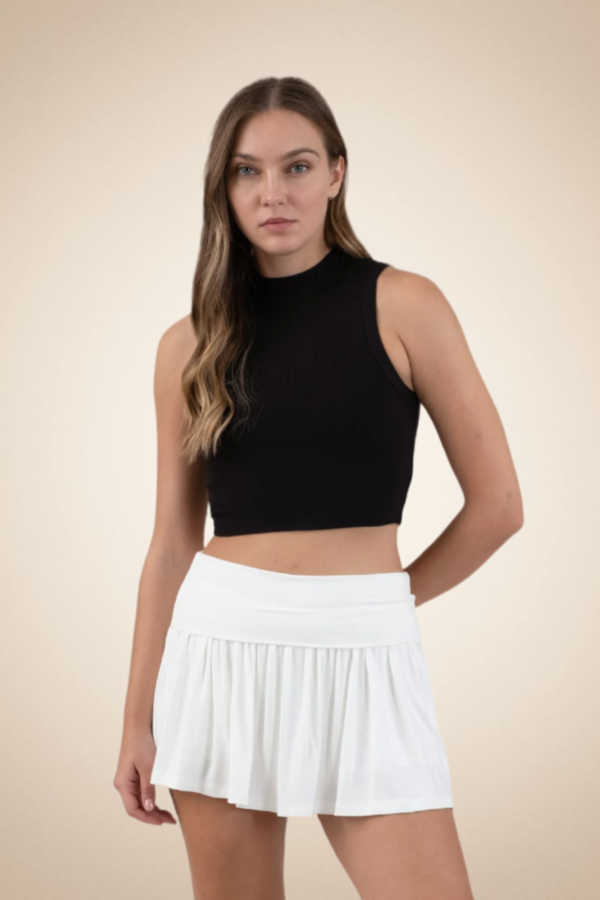 Ribbed Sleeveless Crop Top – Black - Image 5