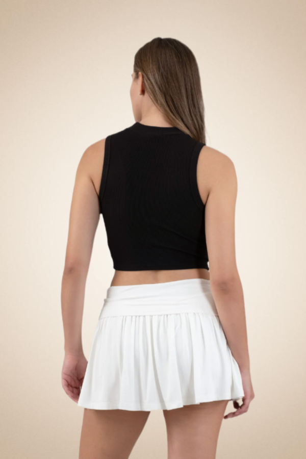 Ribbed Sleeveless Crop Top – Black - Image 4