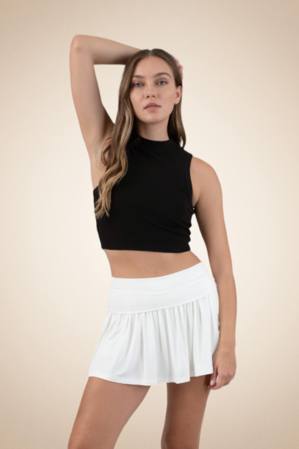 Ribbed Sleeveless Crop Top – Black - Image 2
