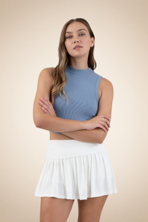 Ribbed Sleeveless Crop Top – ligh blue