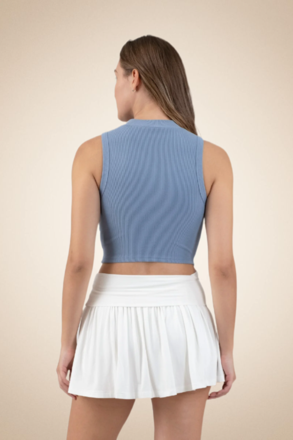Ribbed Sleeveless Crop Top – ligh blue - Image 5