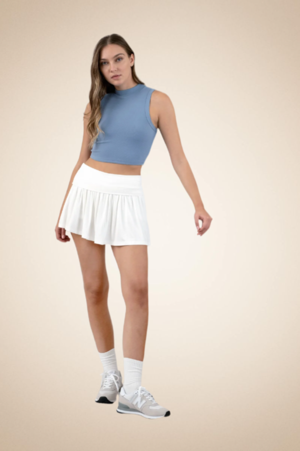 Ribbed Sleeveless Crop Top – ligh blue - Image 2