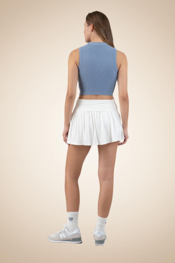 Ribbed Sleeveless Crop Top – ligh blue - Image 3