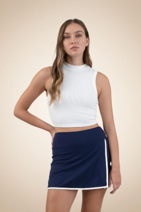 Ribbed Sleeveless Crop Top – white - Image 6