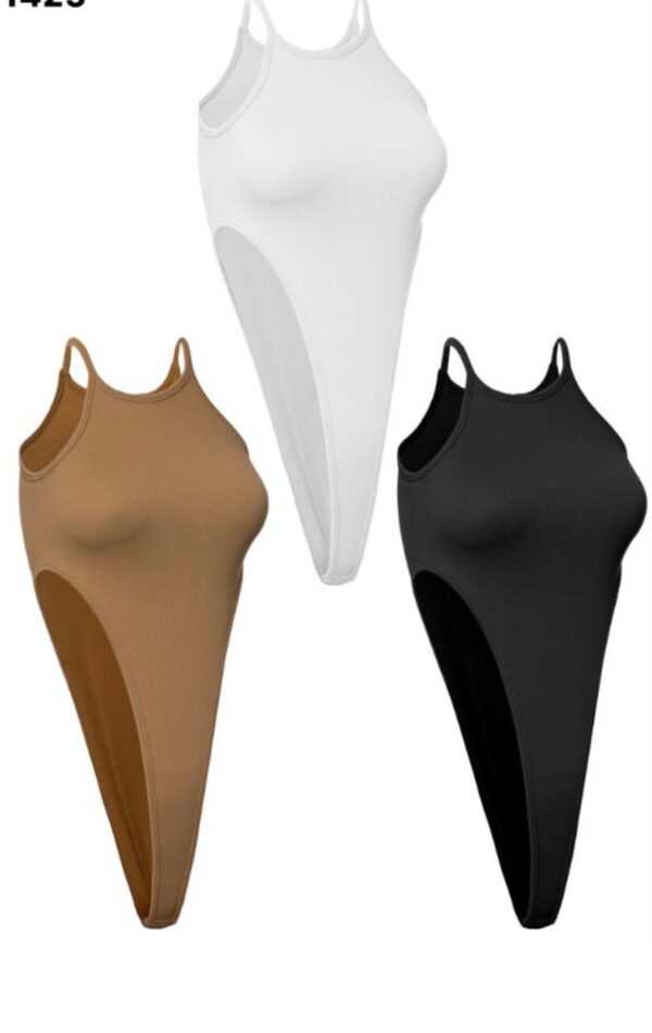 Ribbed High-Cut Bodysuit – Available in White, Black & Camel