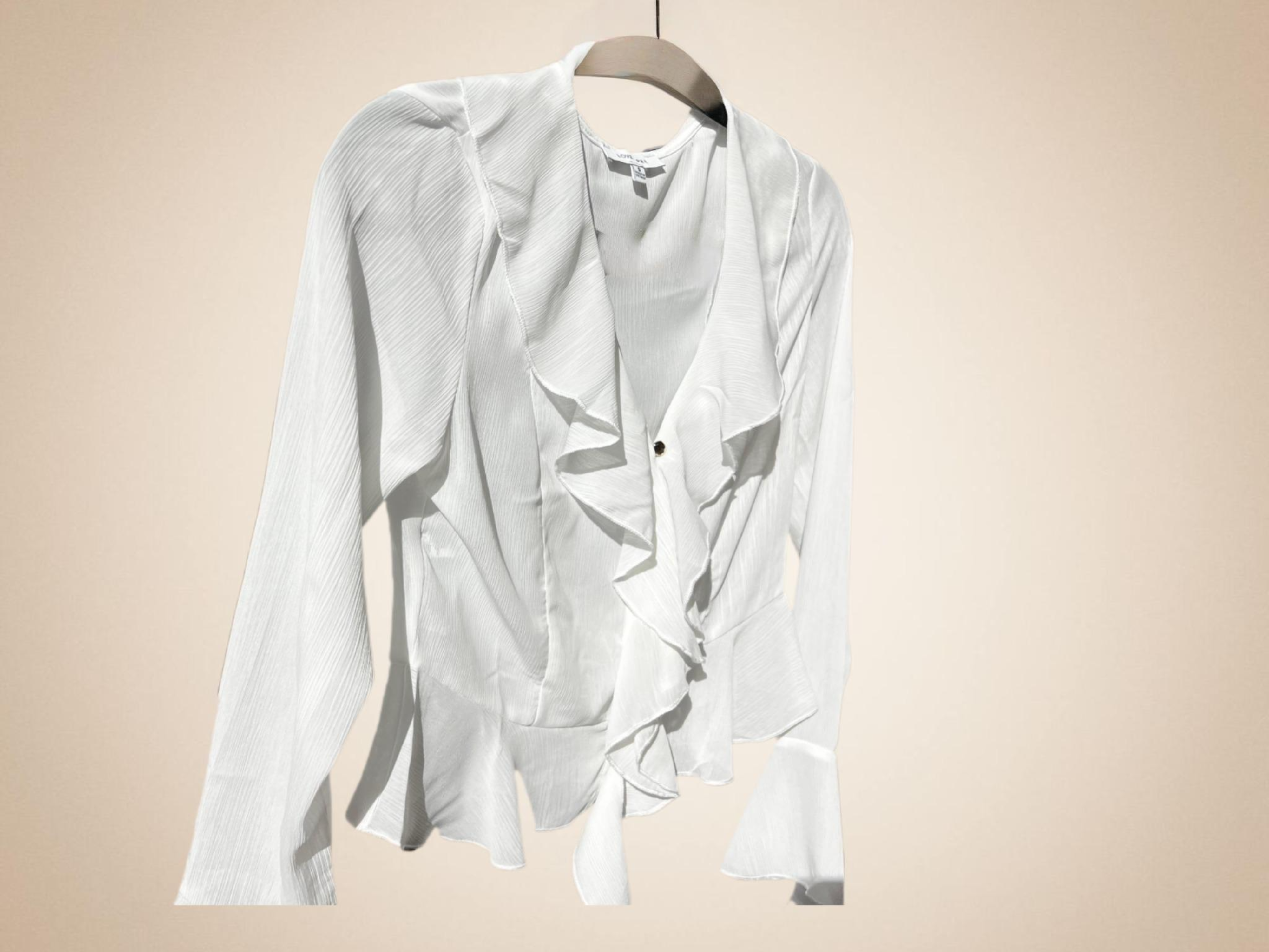Elegant White Blouse with Ruffles and V-Neck - Image 2