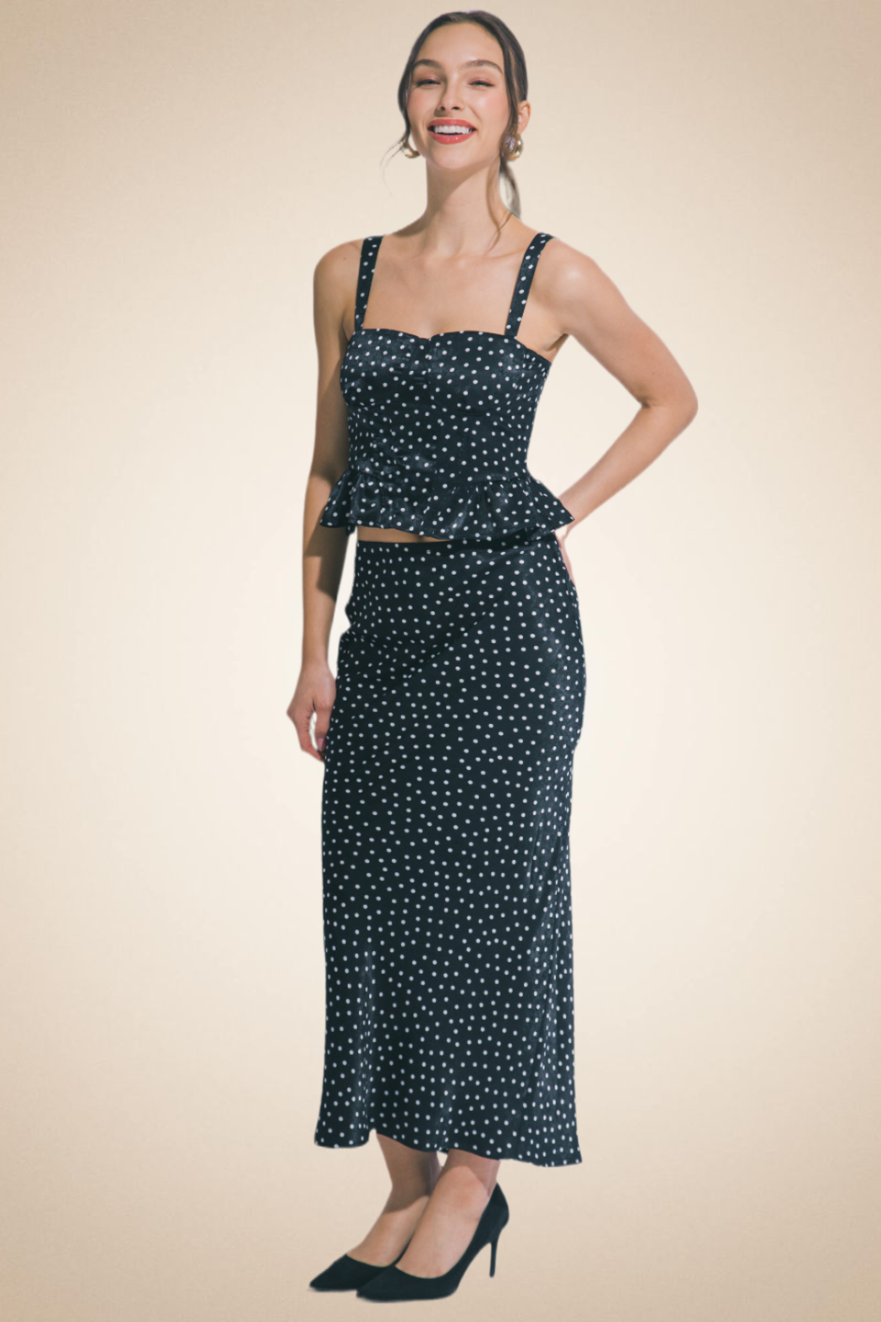 Elegance Polka-Dot Midi Set
