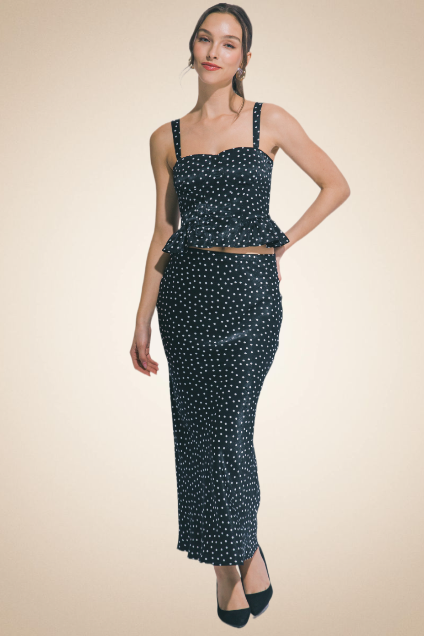 Elegance Polka-Dot Midi Set - Image 3