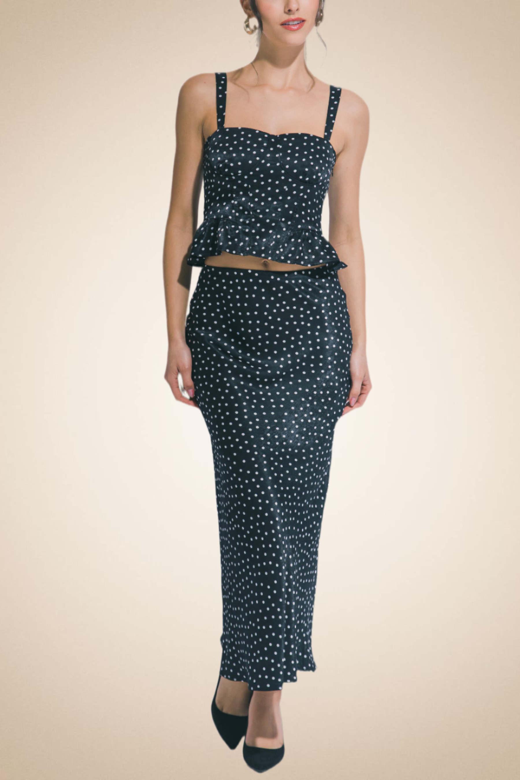 Elegance Polka-Dot Midi Set - Image 2