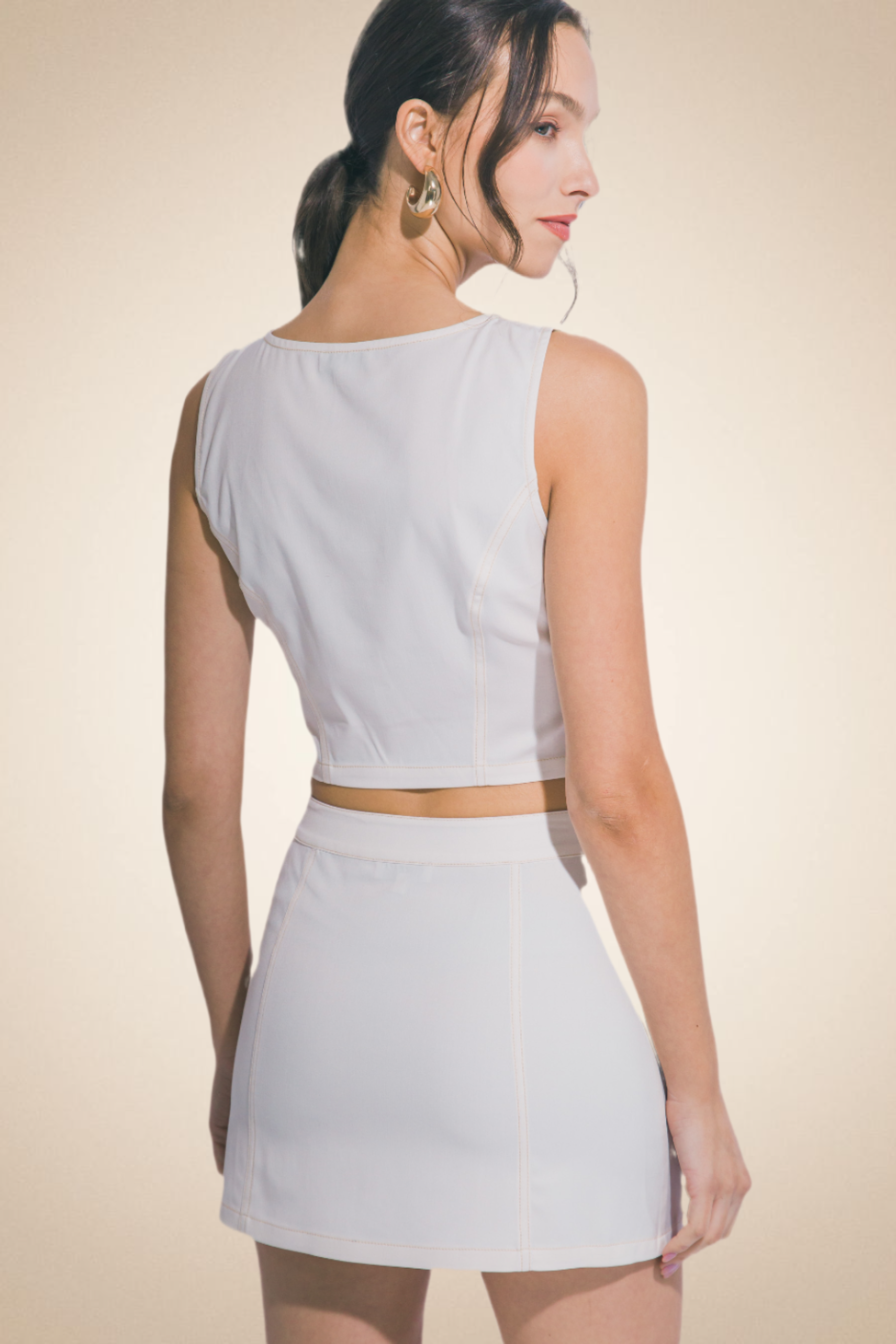 Crop Top & Mini Skirt Set with Decorative Zippers - Image 5