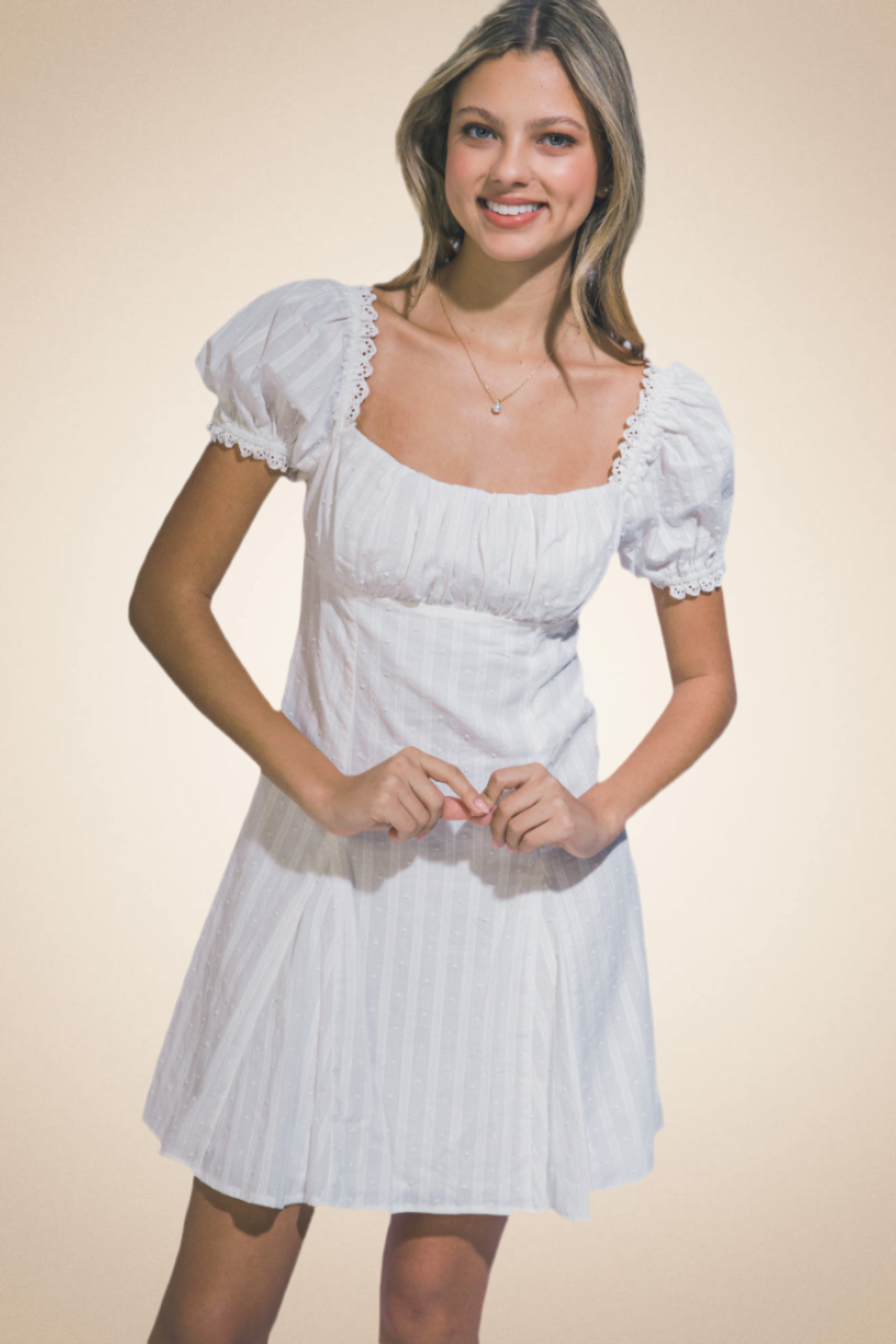 Romantic Bloom White Dress - Image 3