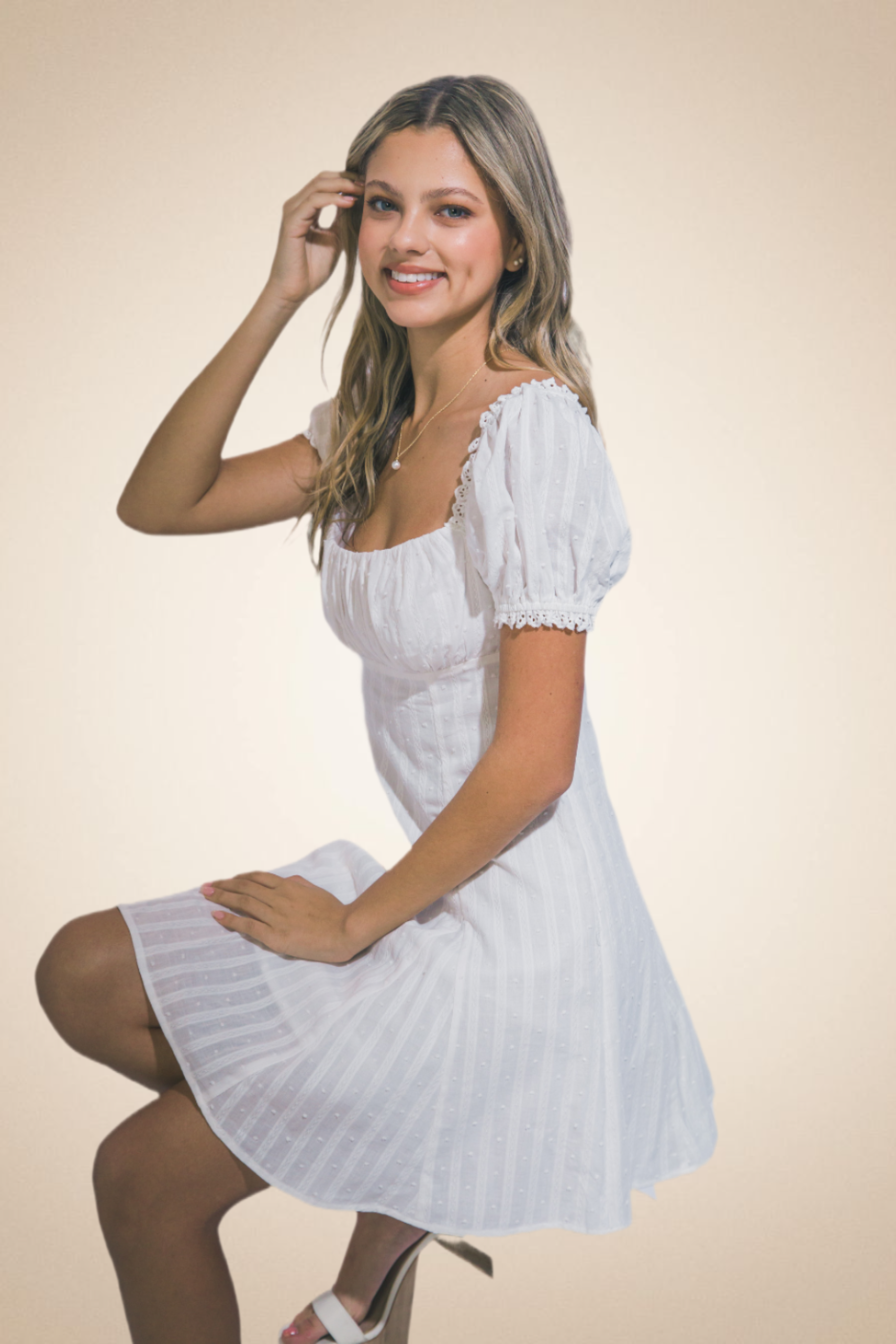 Romantic Bloom White Dress - Image 4