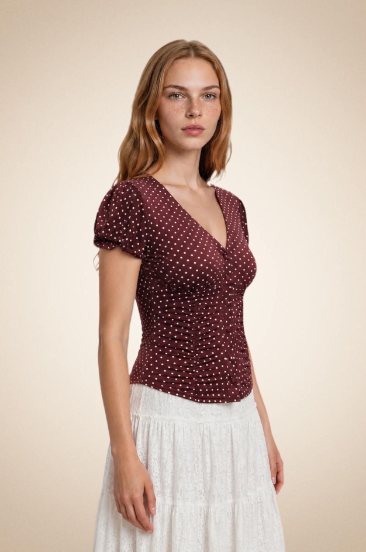 Burgundy Polka Romance Blouse - Image 4