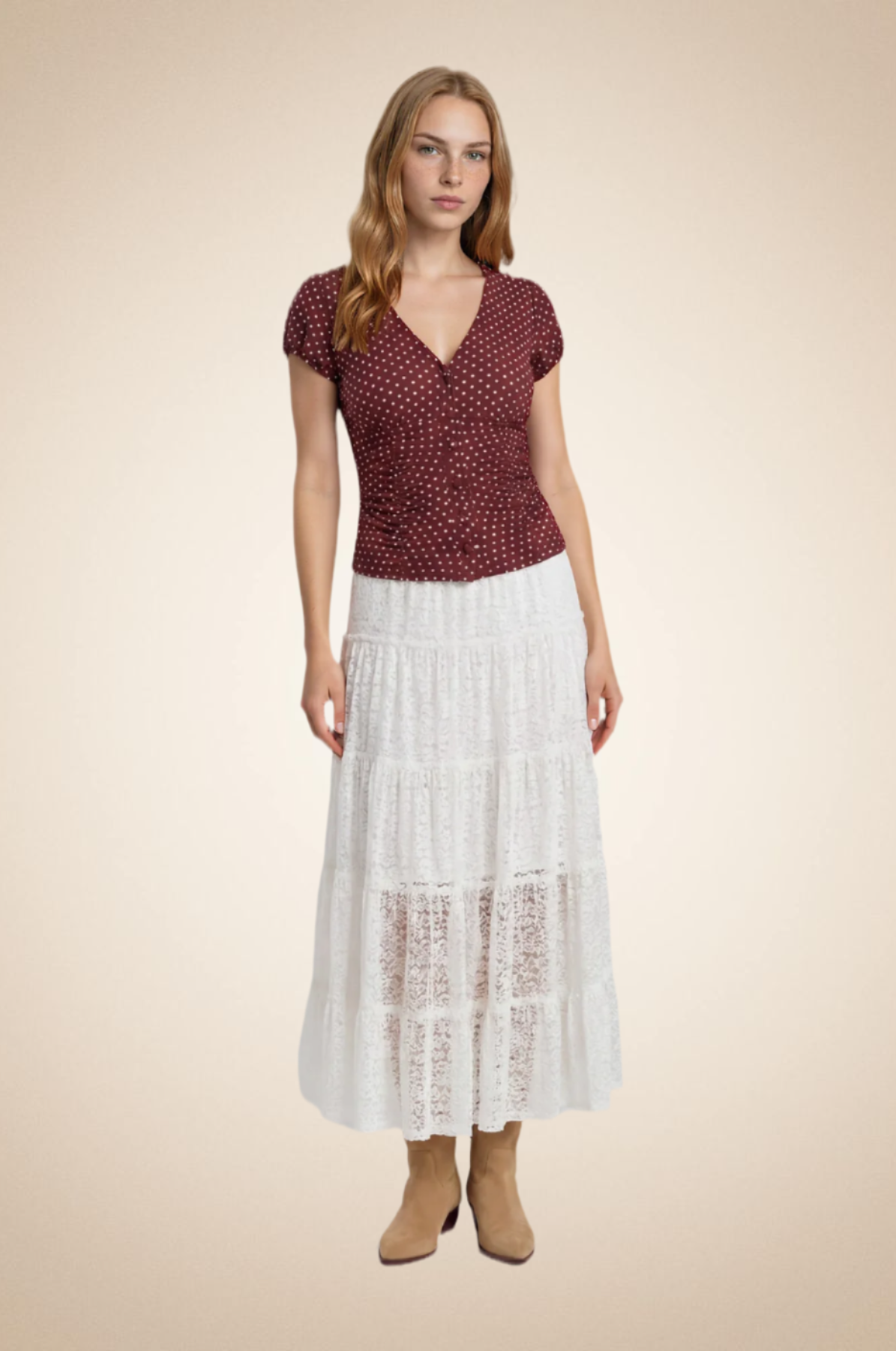 Burgundy Polka Romance Blouse - Image 3