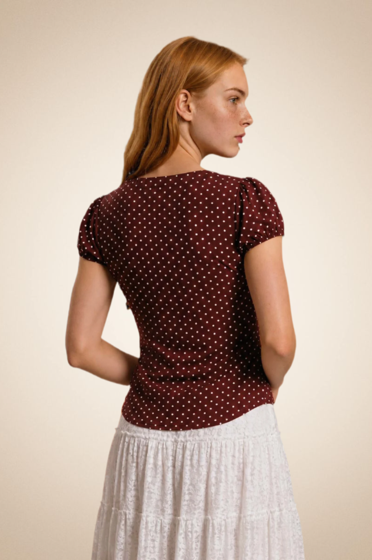 Burgundy Polka Romance Blouse - Image 5