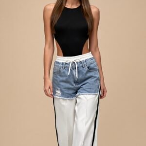 Ivory Side Stripe Athleisure Palazzo Pants