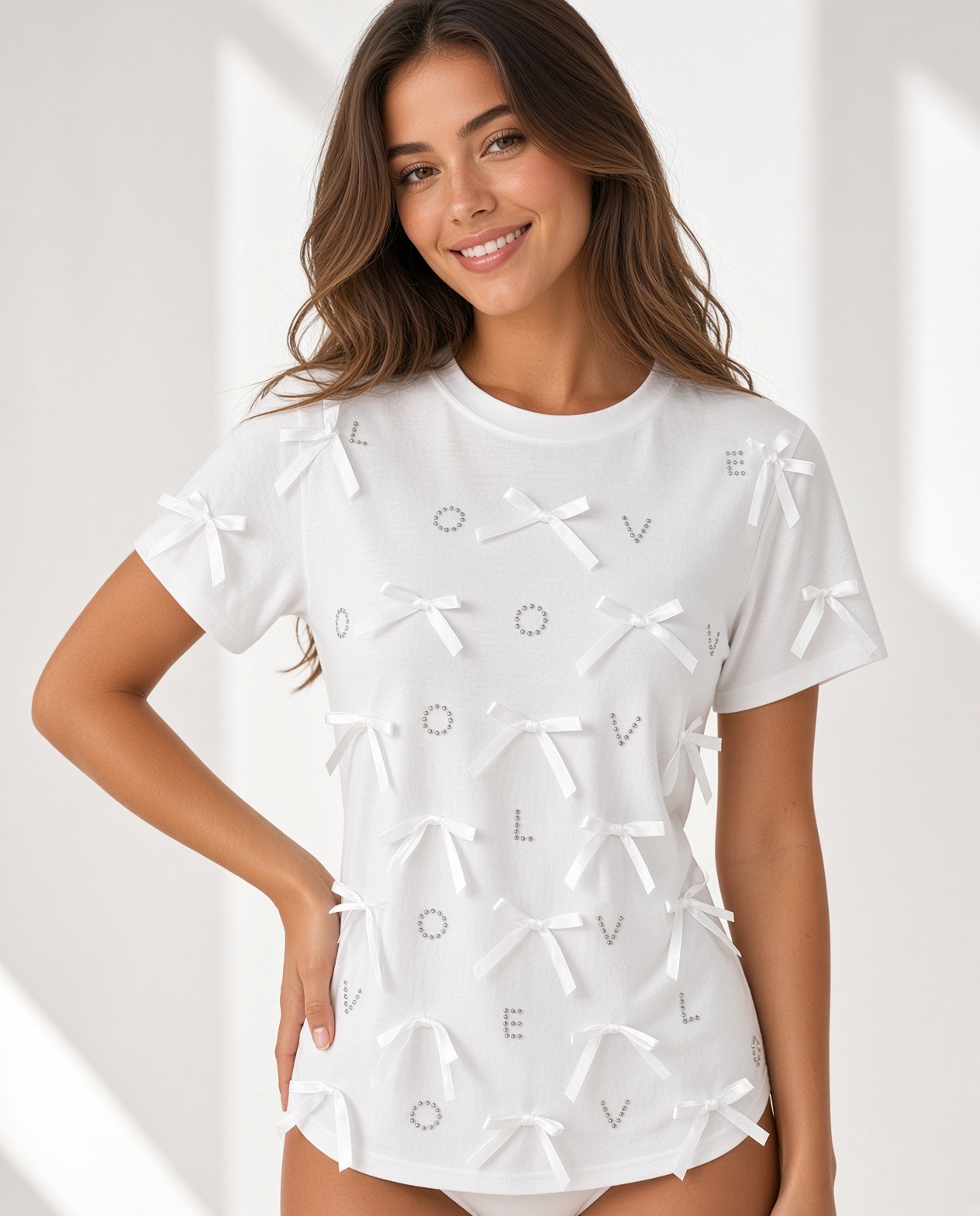 White Bow Detail Top - Image 2