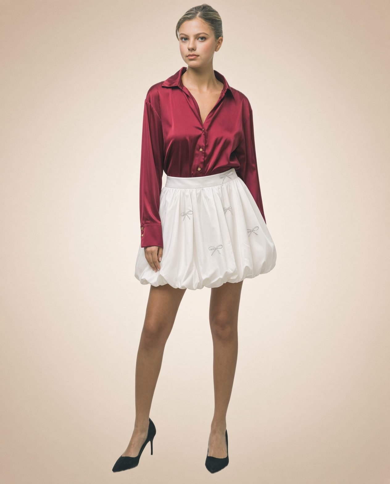 White Skirt with Sparkly Bows - Image 3