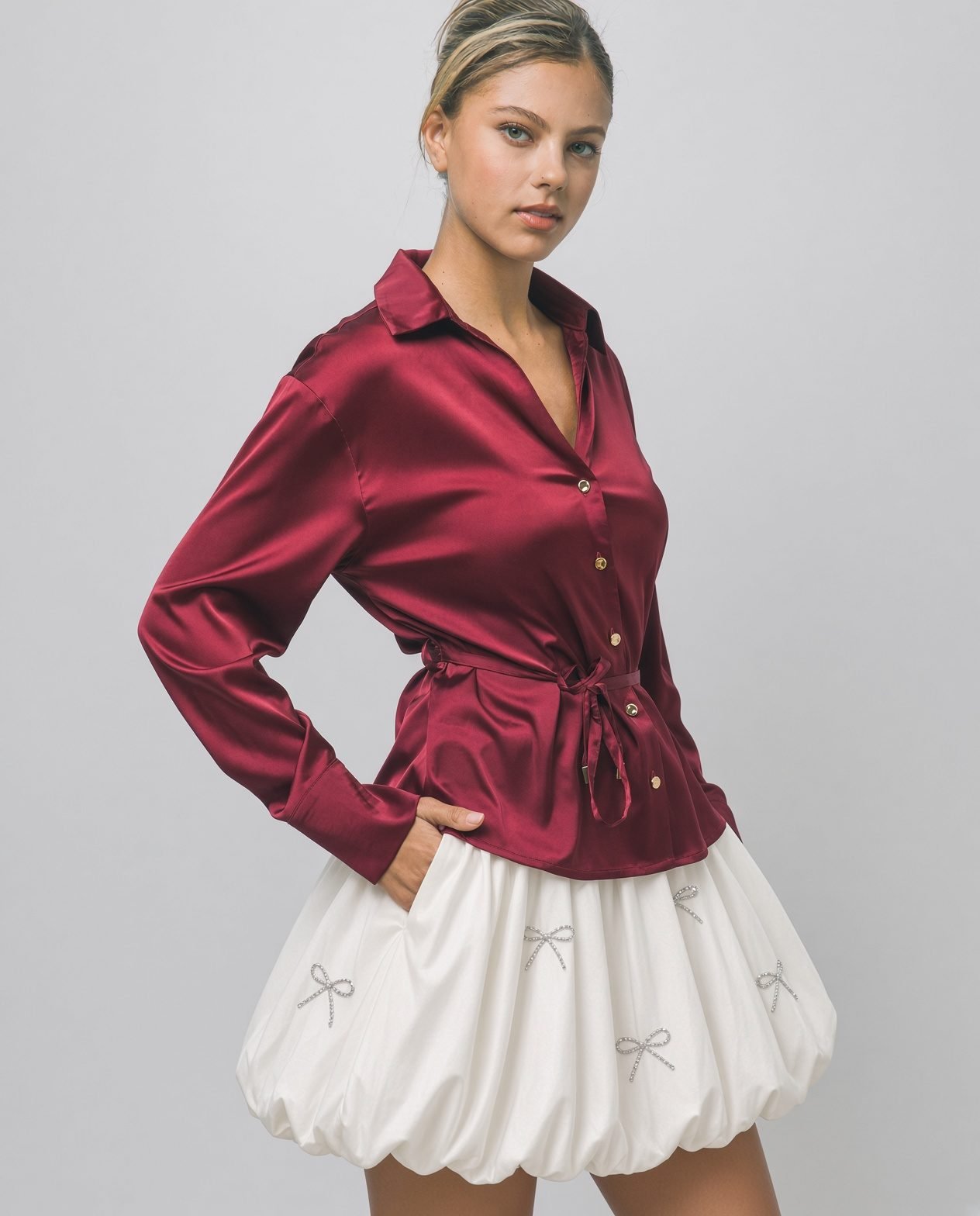 White Skirt with Sparkly Bows - Image 4